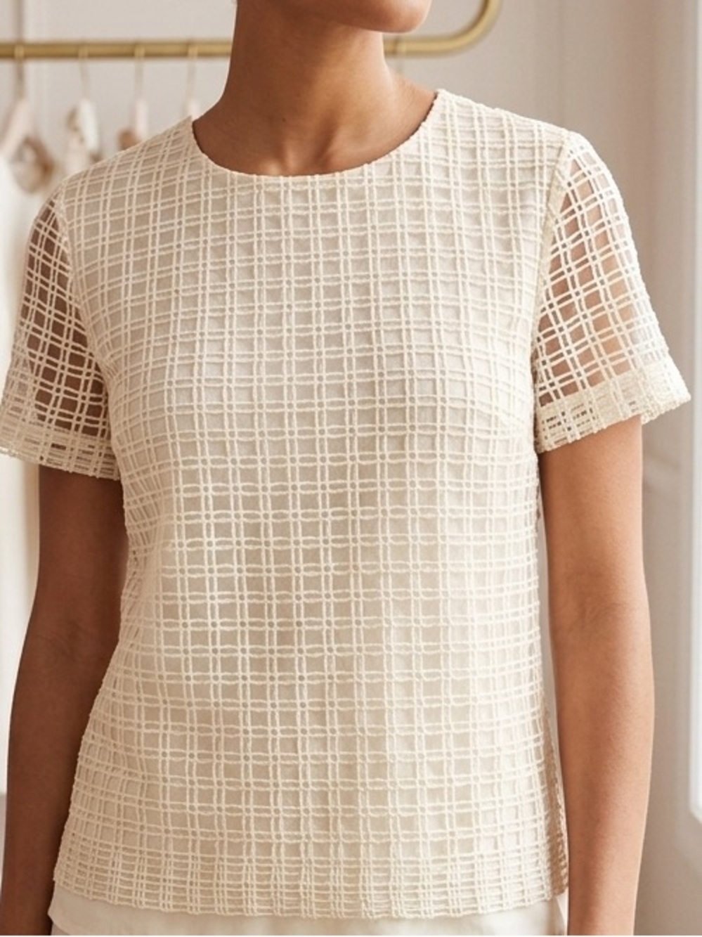 Rag & bone white/cream silk eyelet short sleeve shirt top blouse